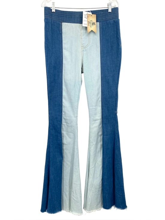 Turquoise Haven Denim - Turquoise Haven Two Tone Patchwork Flare Jeans New Medium Size 12-14